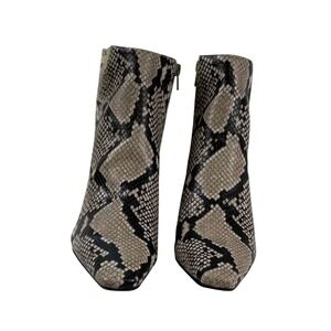 INC International Concepts Sareya Snakeskin Print Ankle Boots Grey Black 7M